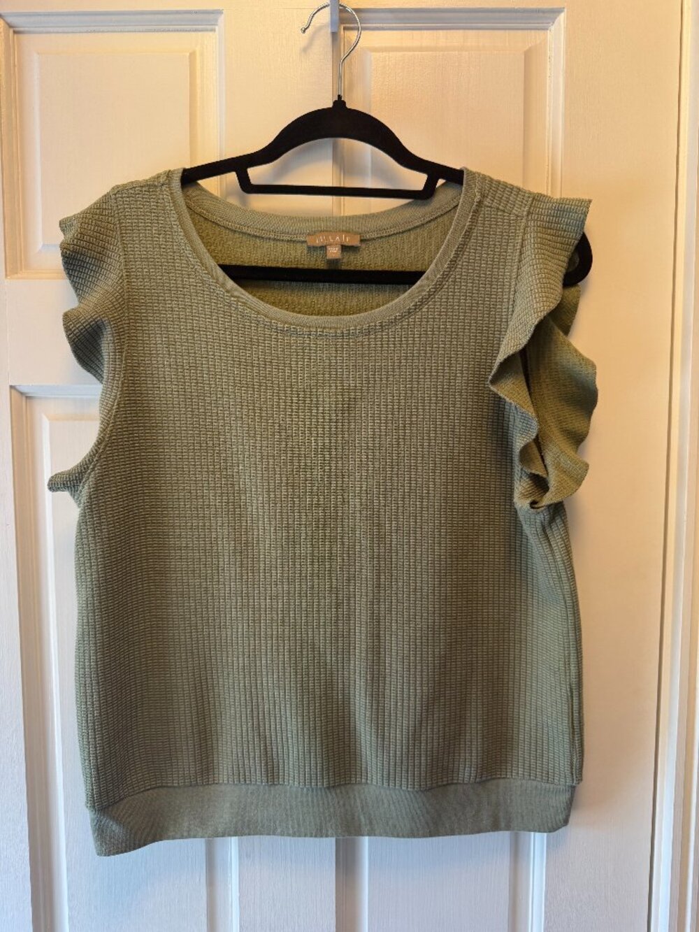 Lilla P Olive Flutter Sleeve Top